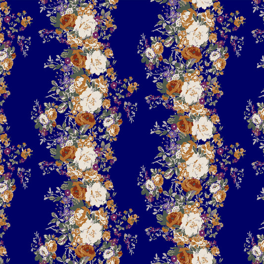 P-109-703-NAVY-MUSTARD - PRINTED TWIST CREPE 92% POLY 8% SPANDEX