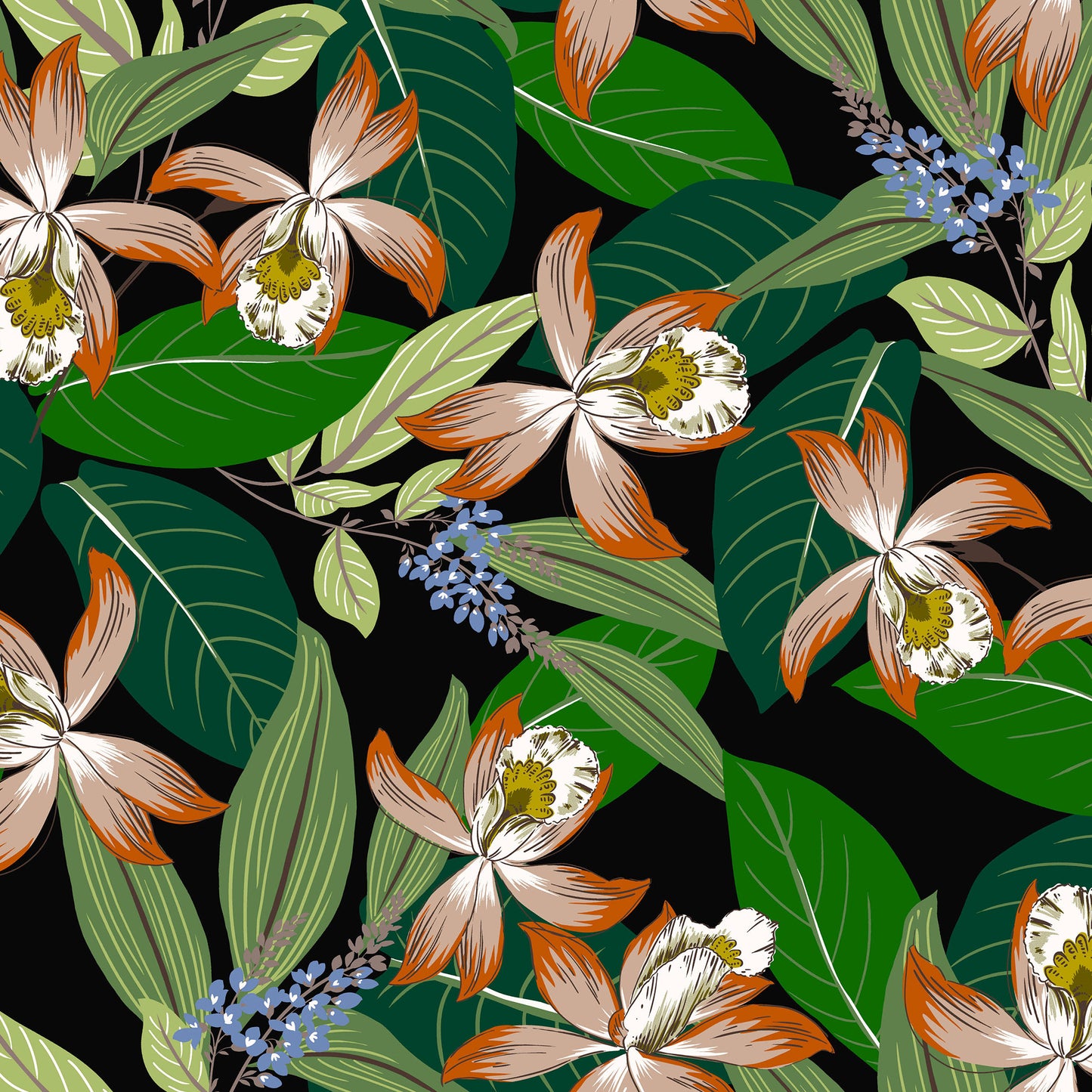 P-1108-501-BLACK-MAPLE-SUGAR - PRINTED 100% POLYESTER HI MULTI CHIFFON WASH