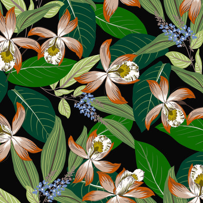 P-1108-501-BLACK-MAPLE-SUGAR - PRINTED 100% POLYESTER HI MULTI CHIFFON WASH