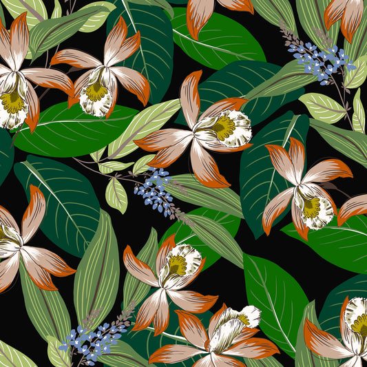 P-1108-501-BLACK-MAPLE-SUGAR - PRINTED 100% POLYESTER HI MULTI CHIFFON WASH