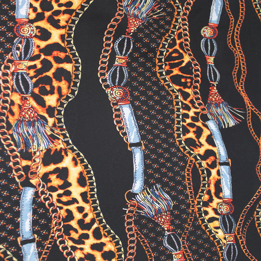 P-1118-504-BLACK-RUST - PRINTED WOOL DOBBY 100% POLYESTER