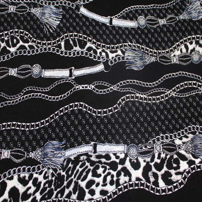 P-1118-504-BLACK-SILVER - PRINTED WOOL DOBBY 100% POLYESTER