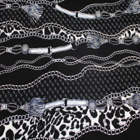 P-1118-504-BLACK-SILVER - PRINTED WOOL DOBBY 100% POLYESTER