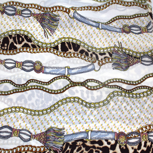 P-1118-504-OFFWHITE-GOLD - PRINTED WOOL DOBBY 100% POLYESTER