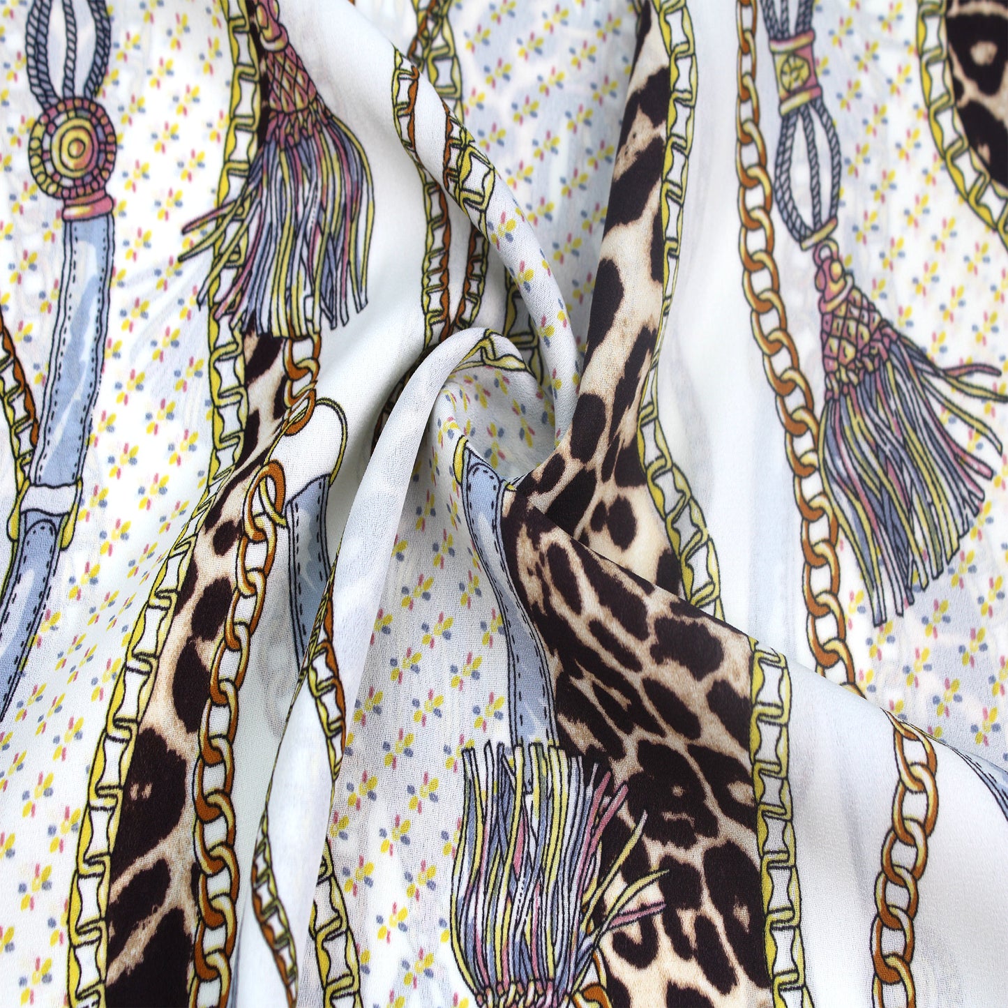 P-1118-504-OFFWHITE-GOLD - PRINTED WOOL DOBBY 100% POLYESTER