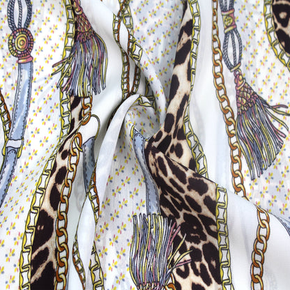 P-1118-504-OFFWHITE-GOLD - PRINTED WOOL DOBBY 100% POLYESTER