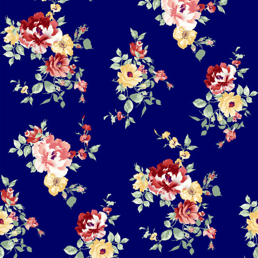 P-112-453-NAVY-CORAL - PRINTED POLY POWER MESH 92%POLY 8%SPANDEX