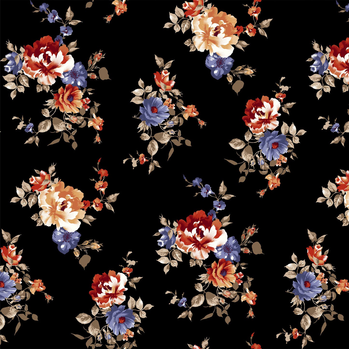 P-112-B-756-HC-BLACK-RED-EARTH-PERI - PRINTED HACCI BRUSHED 97% POLY 3% SPANDEX