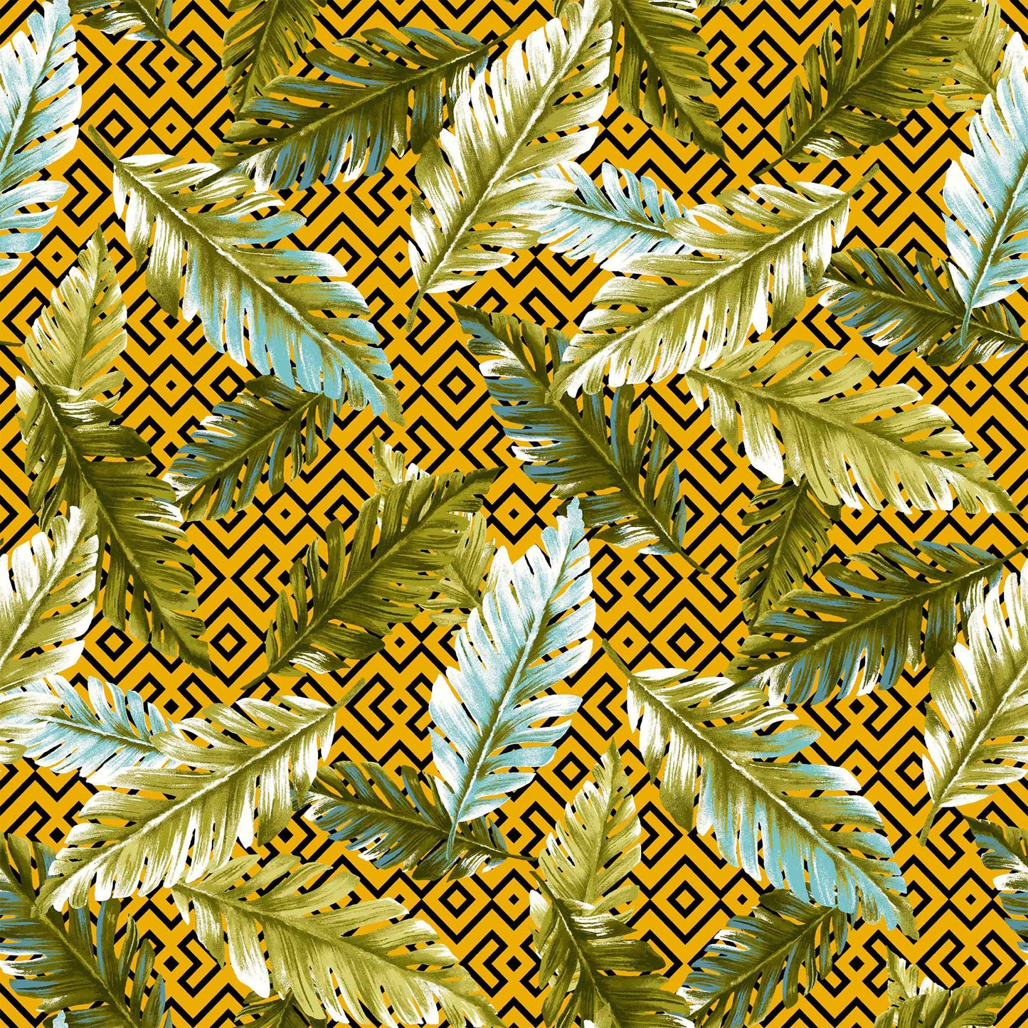 P-1122-504-SUNNY-GOLD-GREEN - PRINTED WOOL DOBBY 100% POLYESTER