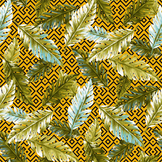 P-1122-504-SUNNY-GOLD-GREEN - PRINTED WOOL DOBBY 100% POLYESTER