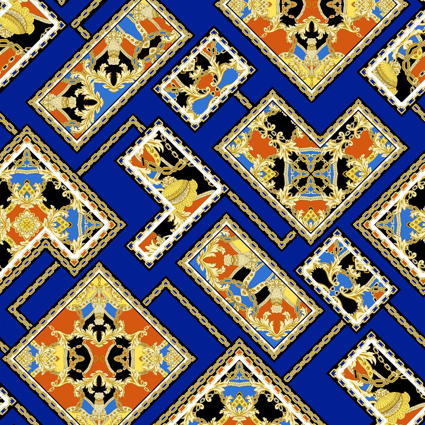 P-1126-504-ROYAL-GOLD - PRINTED WOOL DOBBY 100% POLYESTER