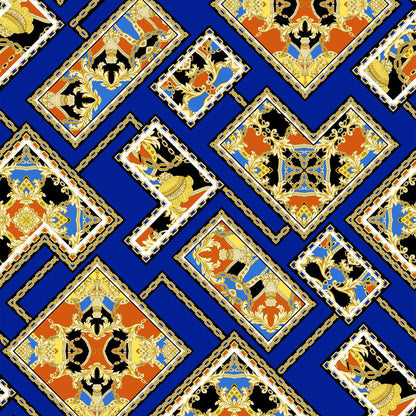 P-1126-504-ROYAL-GOLD - PRINTED WOOL DOBBY 100% POLYESTER