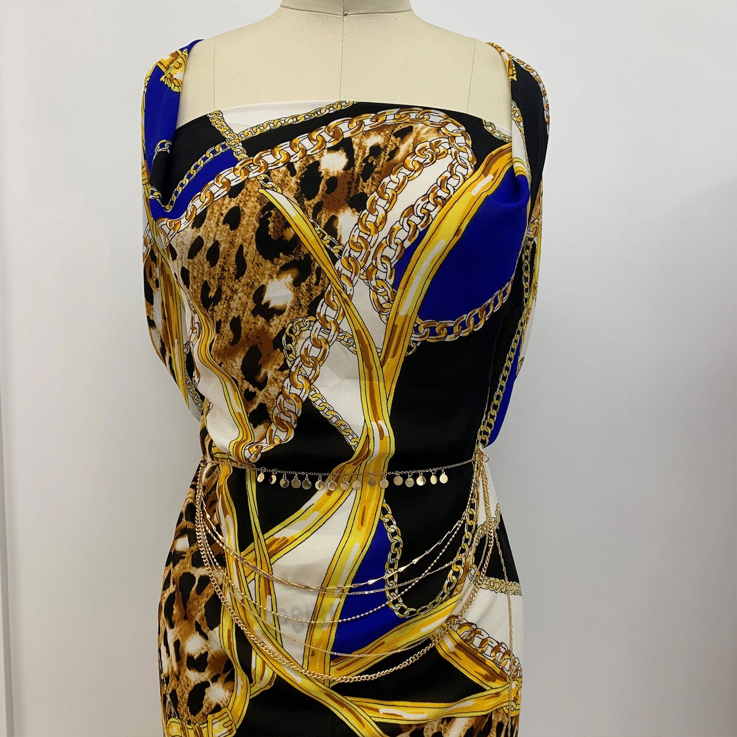 P-1128-504-BLACK-ROYAL - PRINTED WOOL DOBBY 100% POLYESTER