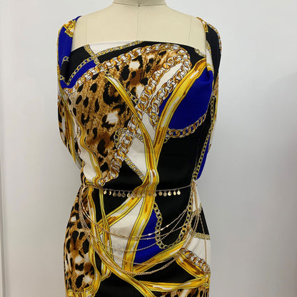 P-1128-504-BLACK-ROYAL - PRINTED WOOL DOBBY 100% POLYESTER