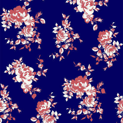 P-114-586-NAVY-SCARLET - PRINTED CREPE CHIFFON 97% POLY 3% SPANDEX
