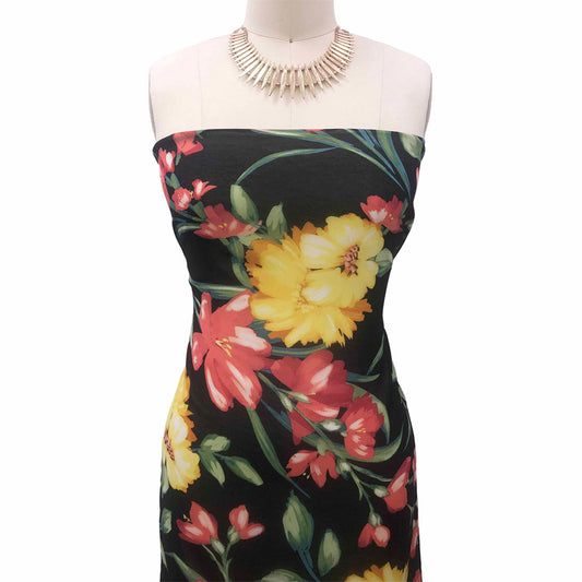 P-1140-501-BLACK-CORAL - PRINTED 100% POLYESTER HI MULTI CHIFFON WASH