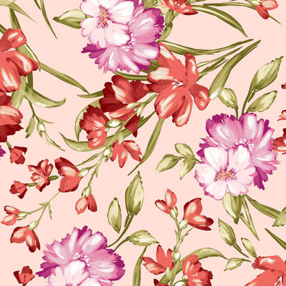 P-1140-504-PEACH-PINK - PRINTED WOOL DOBBY 100% POLYESTER