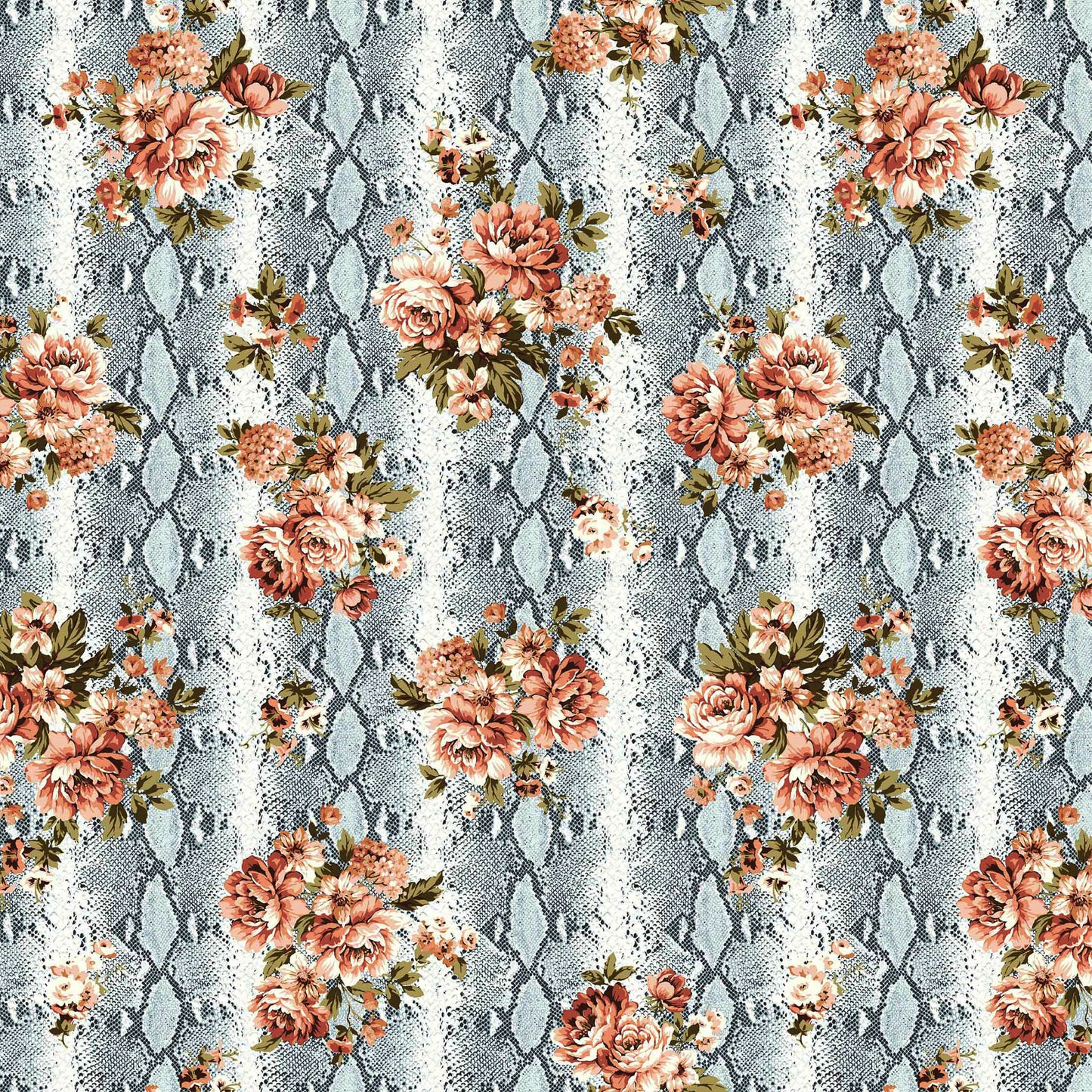 P-1142-504-EGGSHELL-BLUE-PEACH - PRINTED WOOL DOBBY 100% POLYESTER