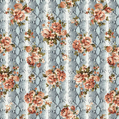 P-1142-504-EGGSHELL-BLUE-PEACH - PRINTED WOOL DOBBY 100% POLYESTER