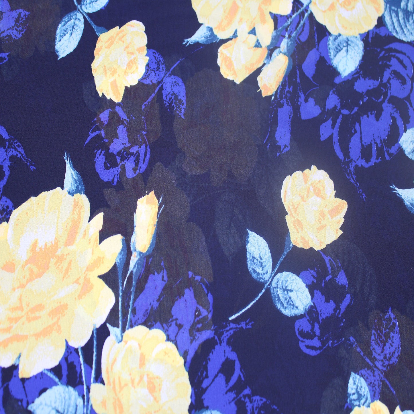 P-116-502-NAVY-YELLOW - PRINTED 100% POLY CHELSEA CHIFFON