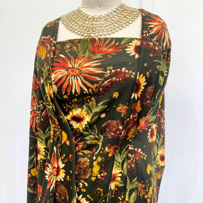 P-1187-756-HC-OLIVE-RUST-GOLD - PRINTED HACCI BRUSHED 97% POLY 3% SPANDEX