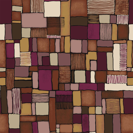 P-1191-756-HC-BURGUNDY-ROSE-GOLD-TAUPE - PRINTED HACCI BRUSHED 97% POLY 3% SPANDEX