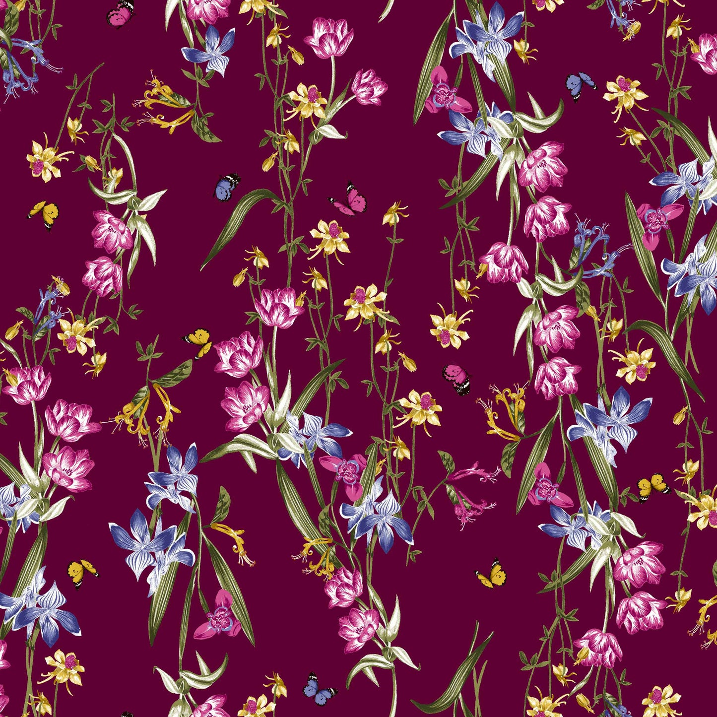 P-1200-754-BURGUNDY-LIPSTICK-PINK - PRINTED POLY MOROCCAN 100% POLY