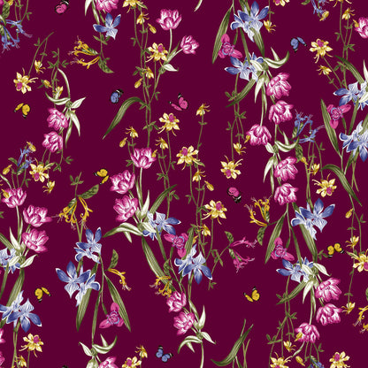 P-1200-754-BURGUNDY-LIPSTICK-PINK - PRINTED POLY MOROCCAN 100% POLY