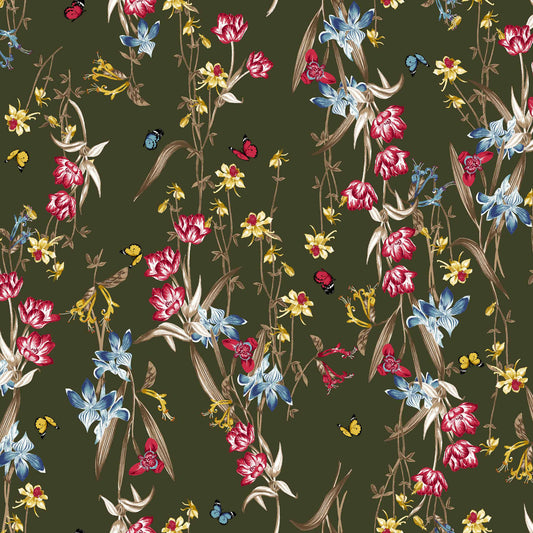 P-1200-754-OLIVE-BLUE - PRINTED POLY MOROCCAN 100% POLY