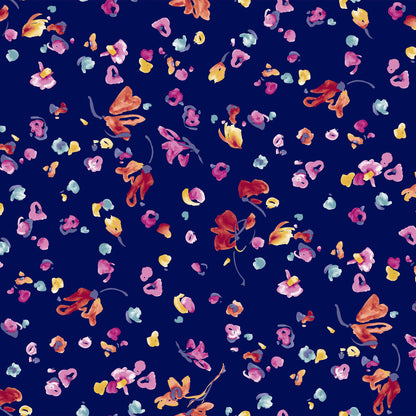 P-1201-504-NAVY-ORANGE-YELLOW - PRINTED WOOL DOBBY 100% POLYESTER