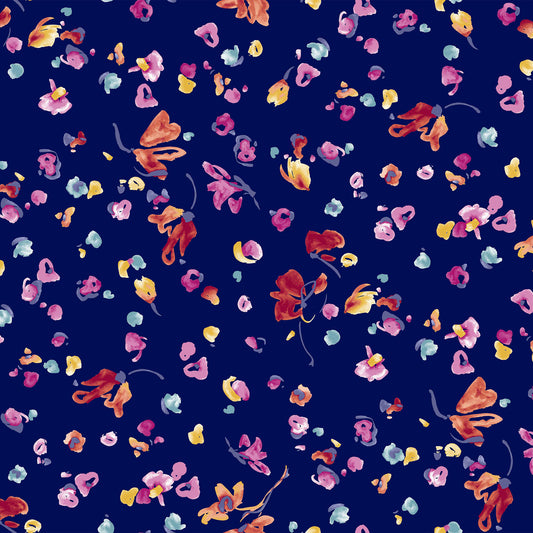 P-1201-504-NAVY-ORANGE-YELLOW - PRINTED WOOL DOBBY 100% POLYESTER