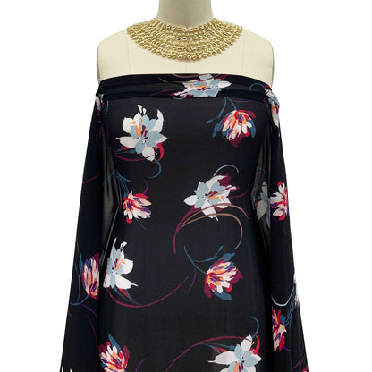 P-124-B-502-BLACK-OPAL-BLUE - PRINTED 100% POLY CHELSEA CHIFFON