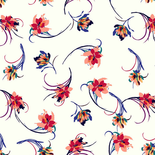 P-124-B-502-OFFWHITE-RASBERRY - PRINTED 100% POLY CHELSEA CHIFFON