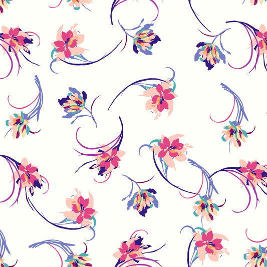 P-124-B-504-OFFWHITE-RASBERRY - PRINTED WOOL DOBBY 100% POLYESTER