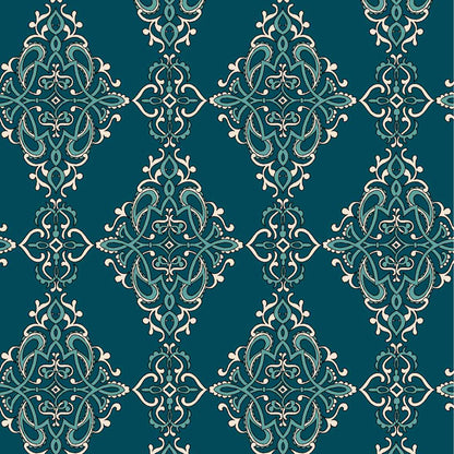P-1241-754-TEAL-TURQUOISE - PRINTED POLY MOROCCAN 100% POLY