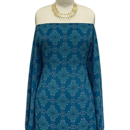 P-1241-754-TEAL-TURQUOISE - PRINTED POLY MOROCCAN 100% POLY