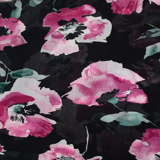 P-125-501-BLACK-BERRY - PRINTED 100% POLYESTER HI MULTI CHIFFON WASH