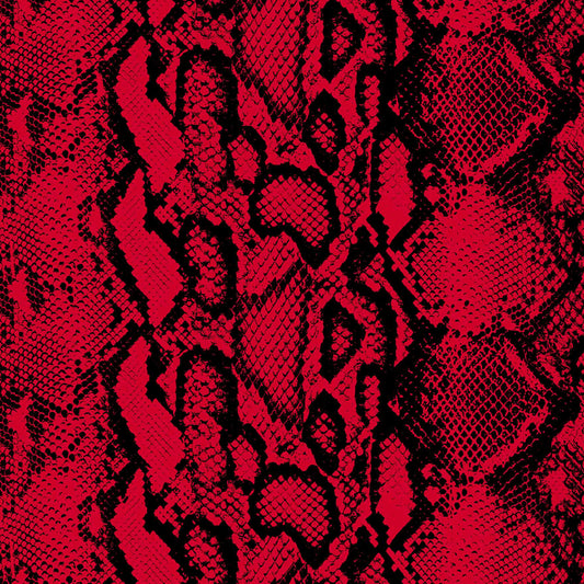 P-1268-754-RED-BLACK - PRINTED POLY MOROCCAN 100% POLY