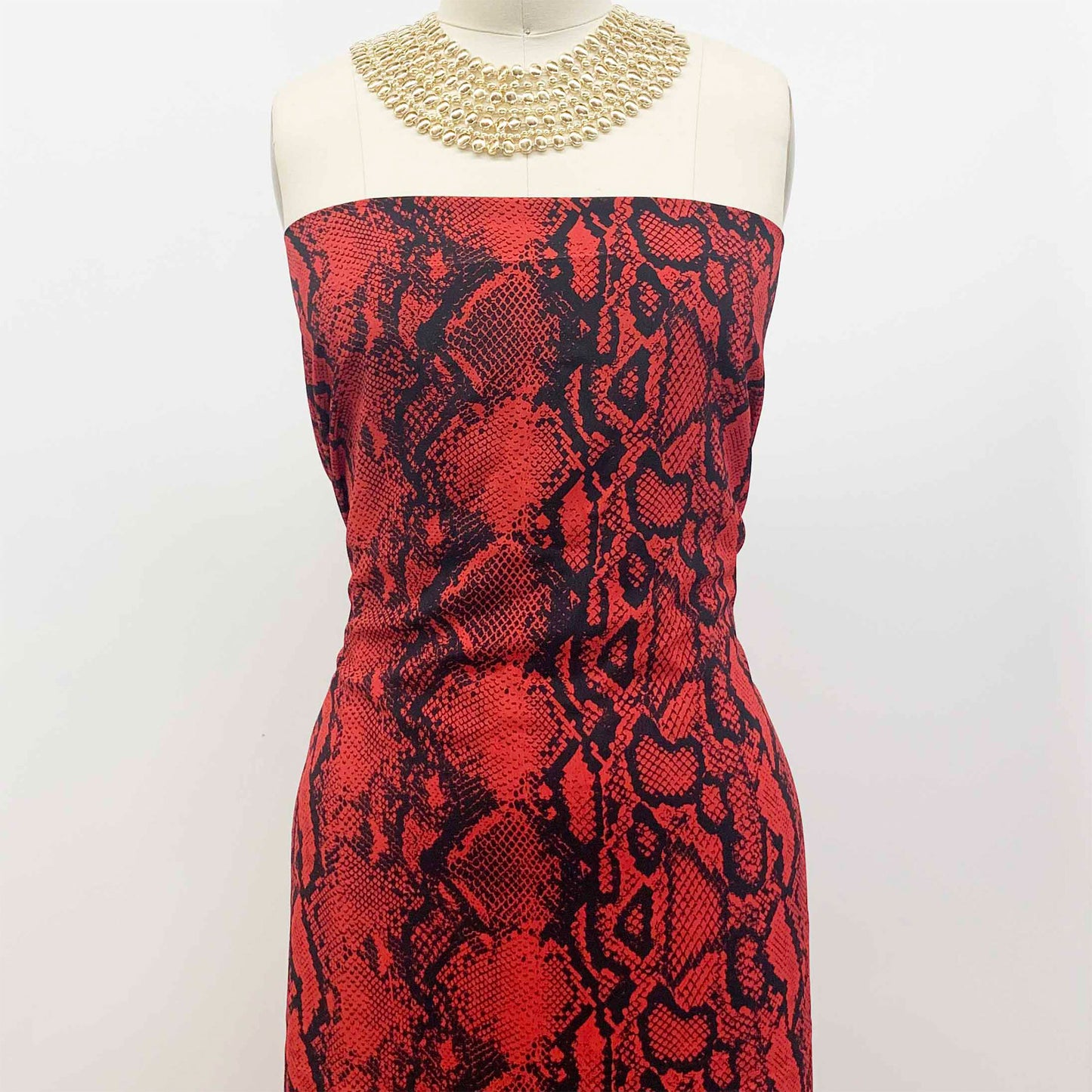 P-1268-754-RED-BLACK - PRINTED POLY MOROCCAN 100% POLY