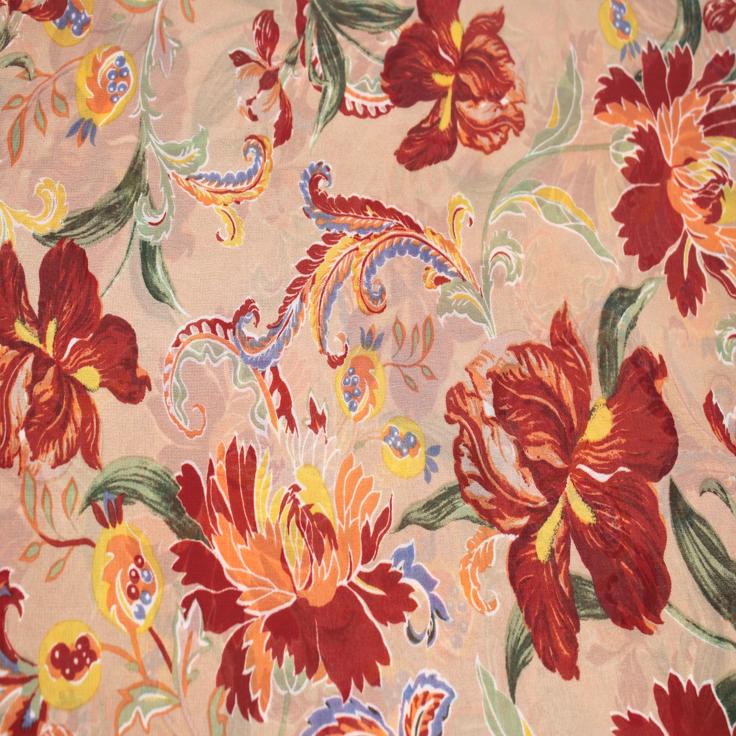 P-1269-501-CAMEL-EARTH-RED-ORANGE - PRINTED 100% POLYESTER HI MULTI CHIFFON WASH