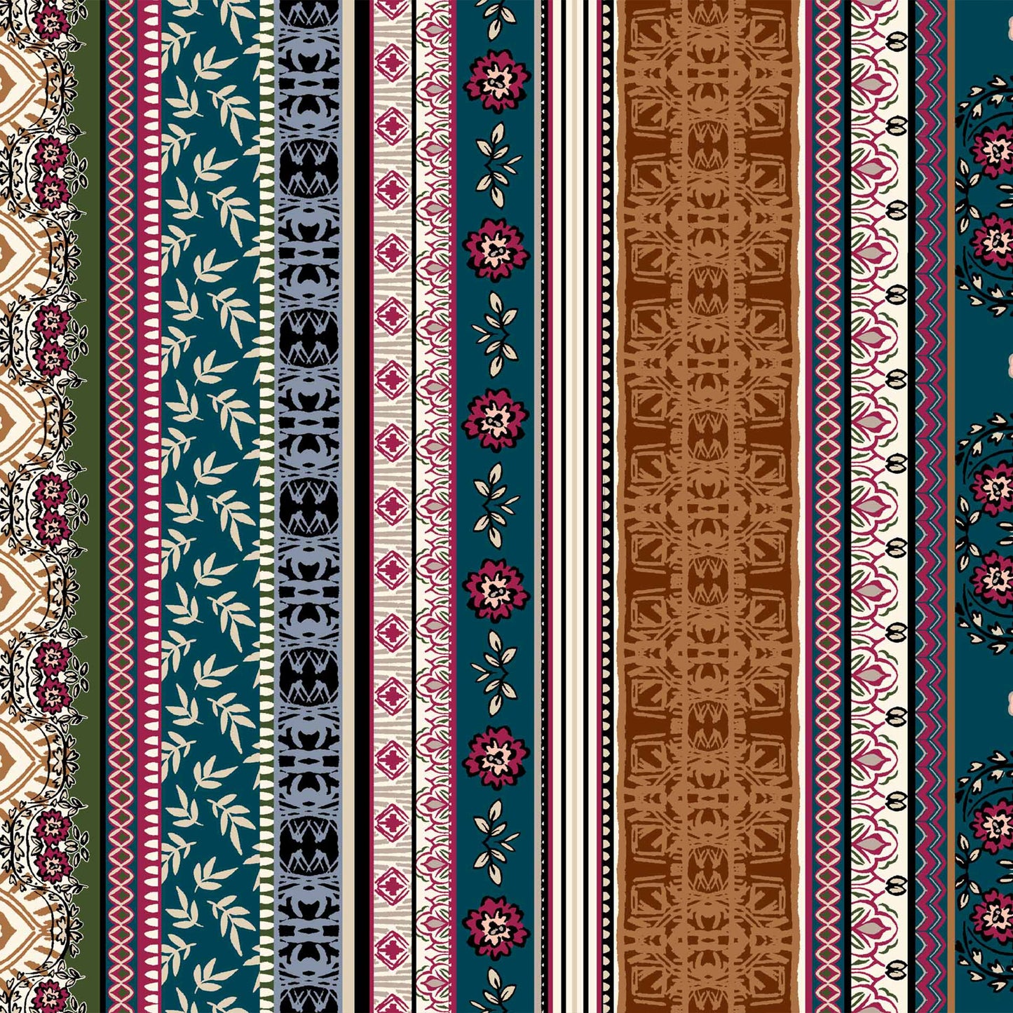 P-1271-754-CARAMEL-TEAL - PRINTED POLY MOROCCAN 100% POLY