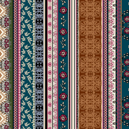 P-1271-754-CARAMEL-TEAL - PRINTED POLY MOROCCAN 100% POLY