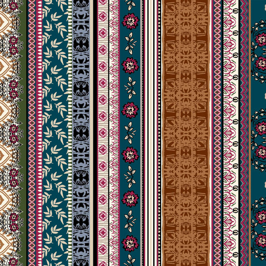 P-1271-754-CARAMEL-TEAL - PRINTED POLY MOROCCAN 100% POLY