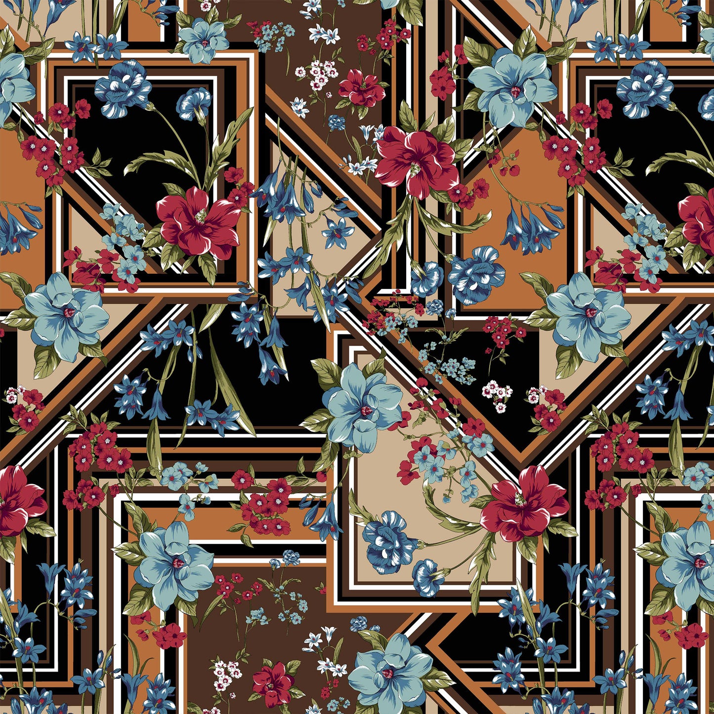 P-1275-450-BLACK-TAUPE-TURQUOISE - PRINTED ITY 96% POLY 4% SPANDEX