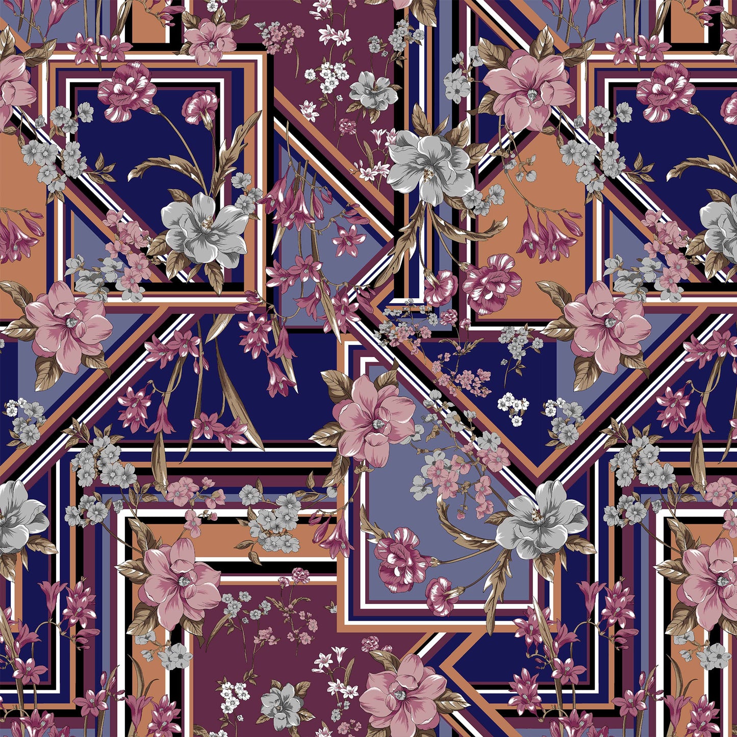 P-1275-450-NAVY-DENIM-MAUVE - PRINTED ITY 96% POLY 4% SPANDEX