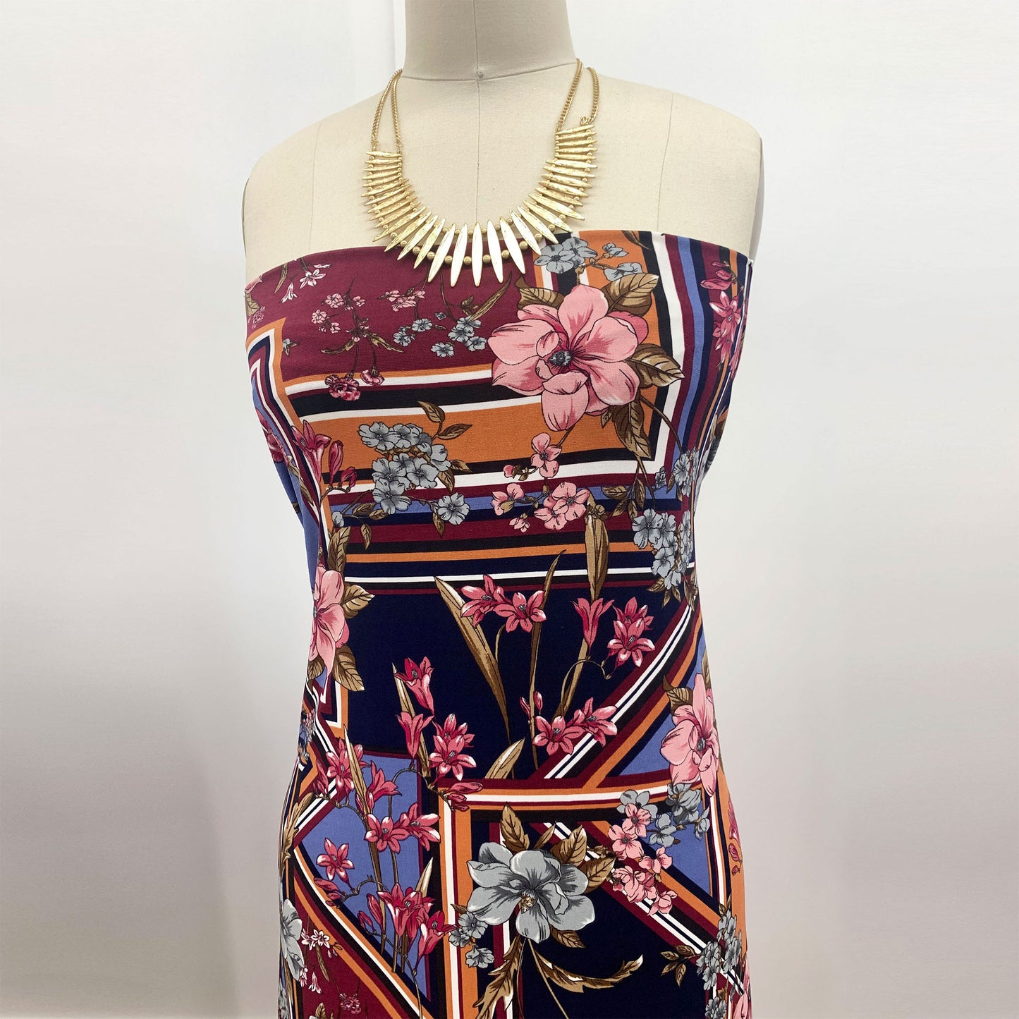 P-1275-450-NAVY-DENIM-MAUVE - PRINTED ITY 96% POLY 4% SPANDEX