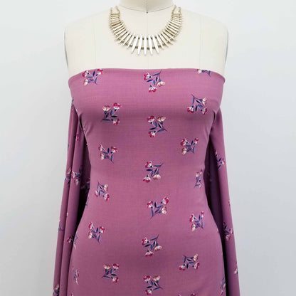 P-128-688-MAUVE-MAGENTA - PRINTED LINEN LOOK 100% POLYESTER