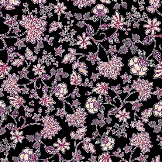 P-130-501-BLACK-TANGERINE - PRINTED 100% POLYESTER HI MULTI CHIFFON WASH