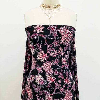 P-130-501-BLACK-TANGERINE - PRINTED 100% POLYESTER HI MULTI CHIFFON WASH