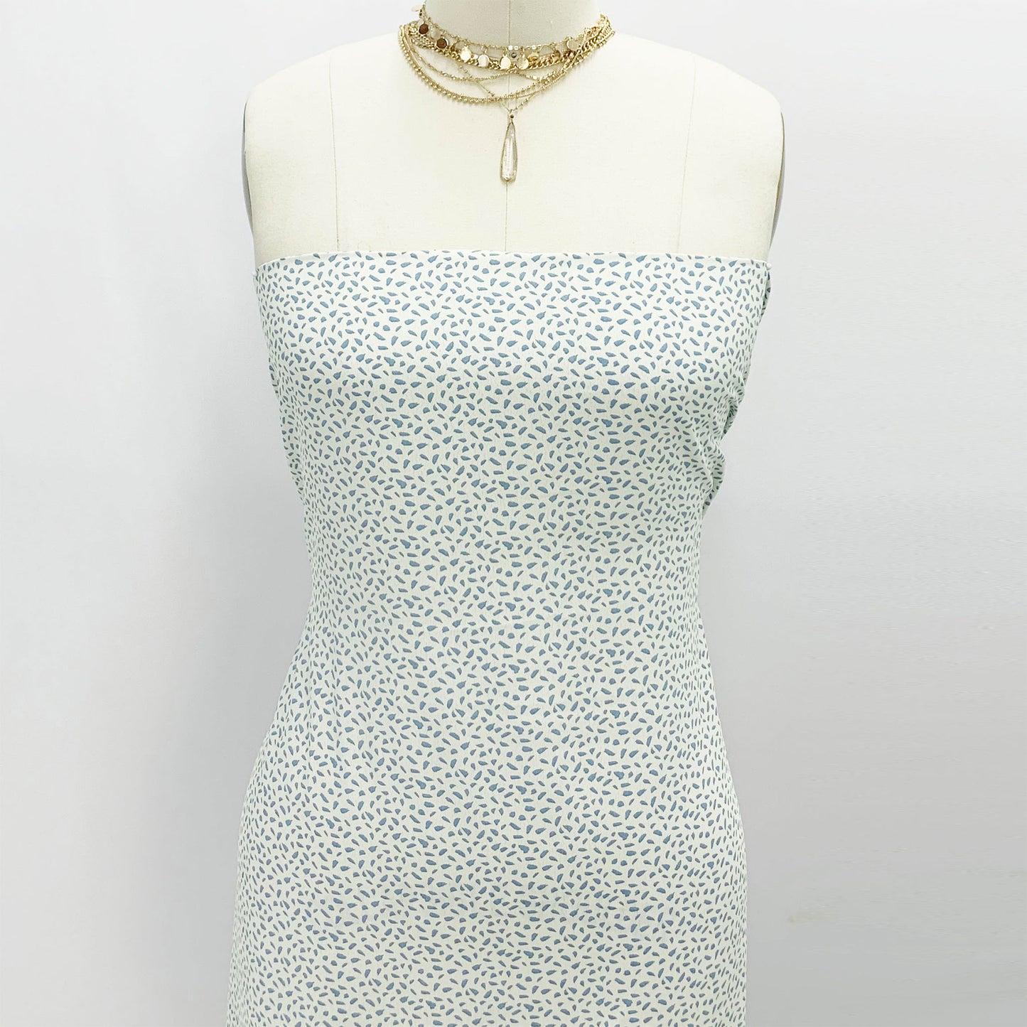 P-1315-754-IVORY-BLUE - PRINTED POLY MOROCCAN 100% POLY